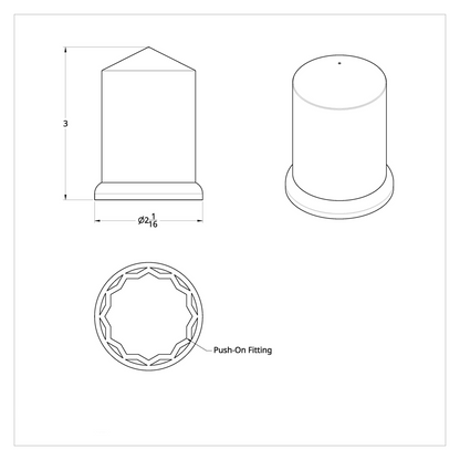 1-1/2" X 3" Chrome Plastic Pointed Nut Covers - Push-On (Color Box of 60)
