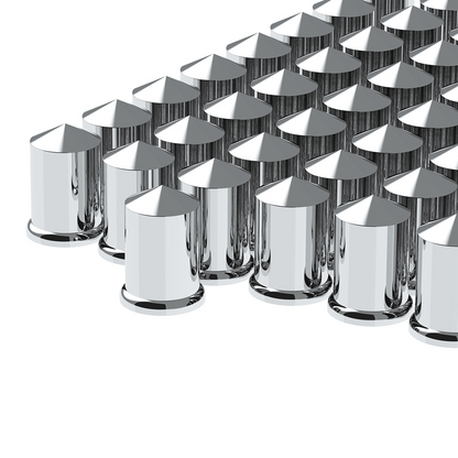 1-1/2" X 3" Chrome Plastic Pointed Nut Covers - Push-On (Color Box of 60)