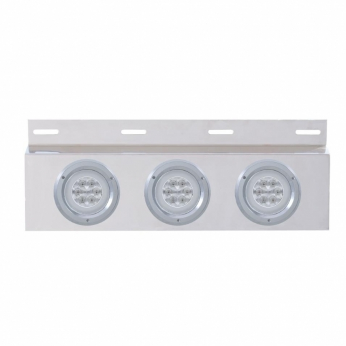 Stainless Top Mud Flap Plate With 3X 21 LED 4" GloLight & Bezels - Red LED/Clear Lens (Each)