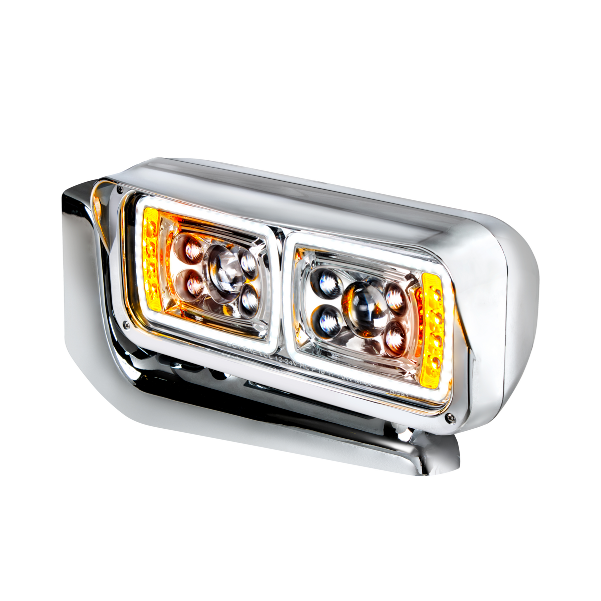 10 High Power LED "Chrome" Projection Headlight Assembly With Mounting Arm - Driver Side