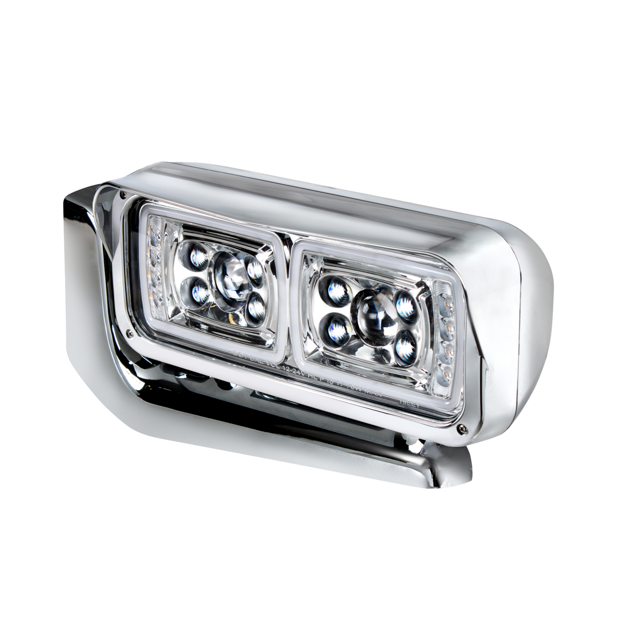 10 High Power LED "Chrome" Projection Headlight Assembly With Mounting Arm - Driver Side