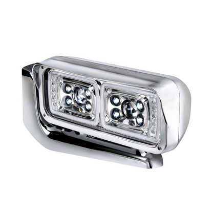 10 High Power LED "Chrome" Projection Headlight Assembly With Mounting Arm - Driver Side