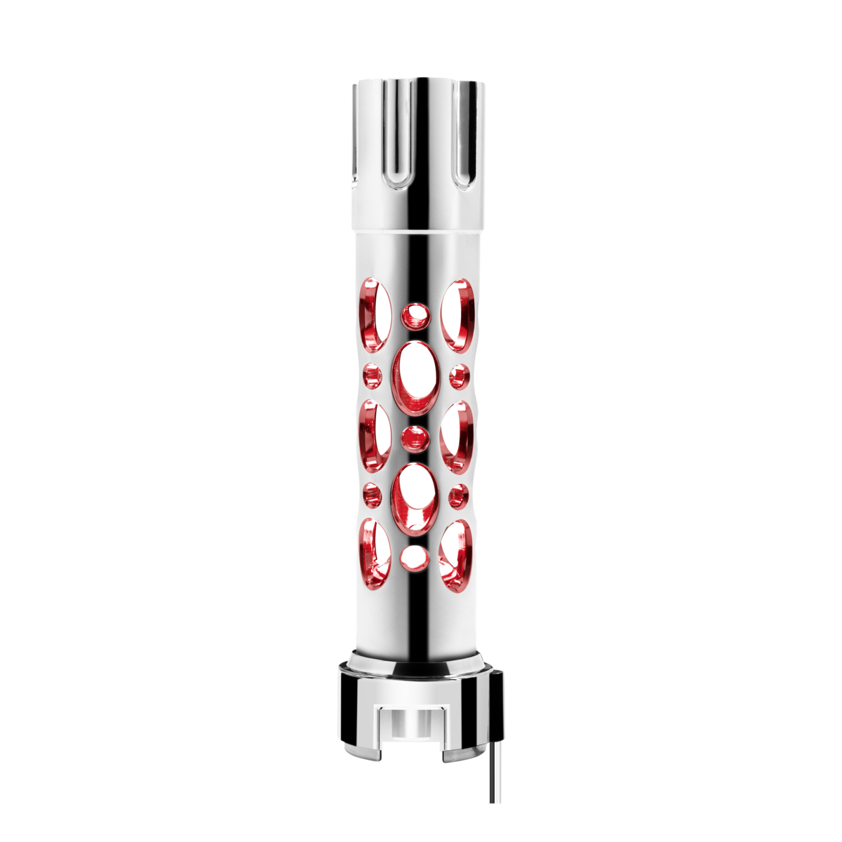 Austin Gun Cylinder Gearshift Knob With LED 13/15/18 Speed Adapter - Chrome/Red LED