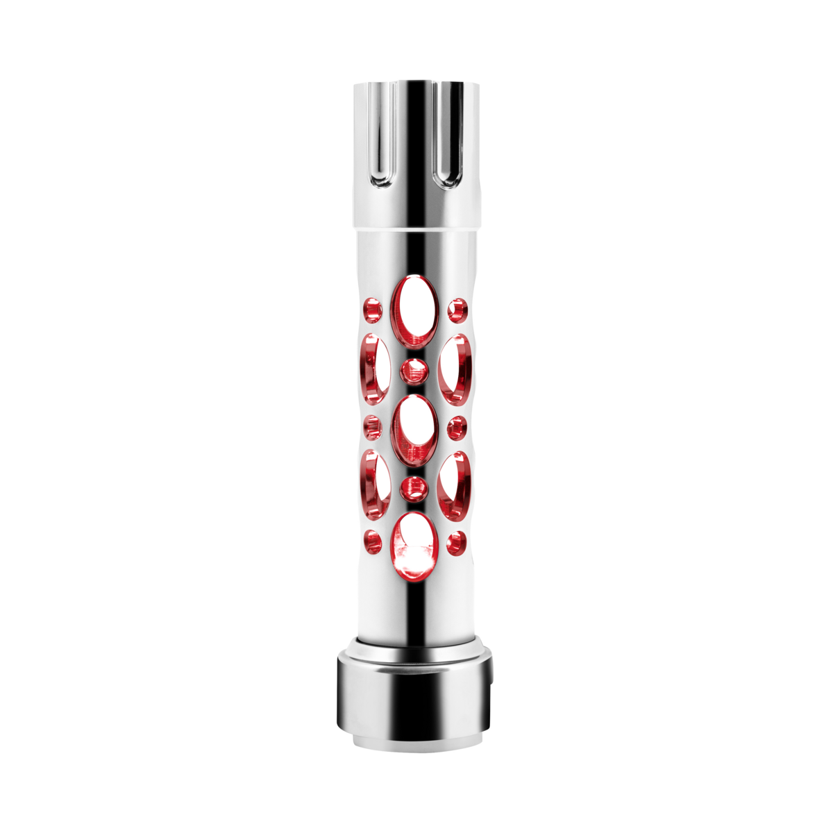 Austin Gun Cylinder Gearshift Knob With LED 13/15/18 Speed Adapter - Chrome/Red LED