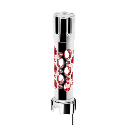 Austin Gun Cylinder Gearshift Knob With LED 13/15/18 Speed Adapter - Chrome/Red LED