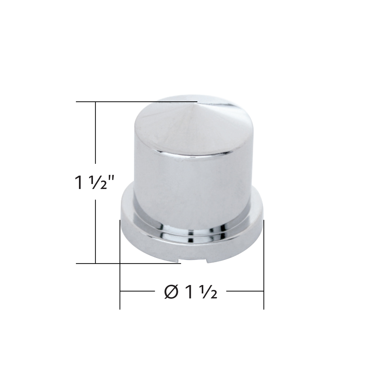 15/16" X 1-1/2" Chrome Plastic Pointed Nut Covers - Push-On (10-Pack)