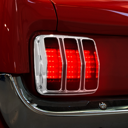 Chrome Tail Light Bezel With Black Painted Detail For 1964.5-66 Ford Mustang