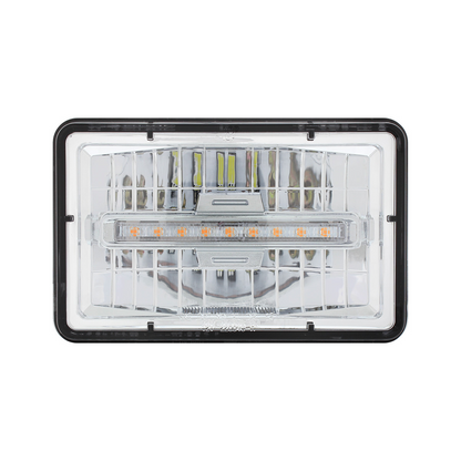 ULTRALIT - 4" X 6" Rectangular LED Headlight With Amber LED Position Light - High Beam