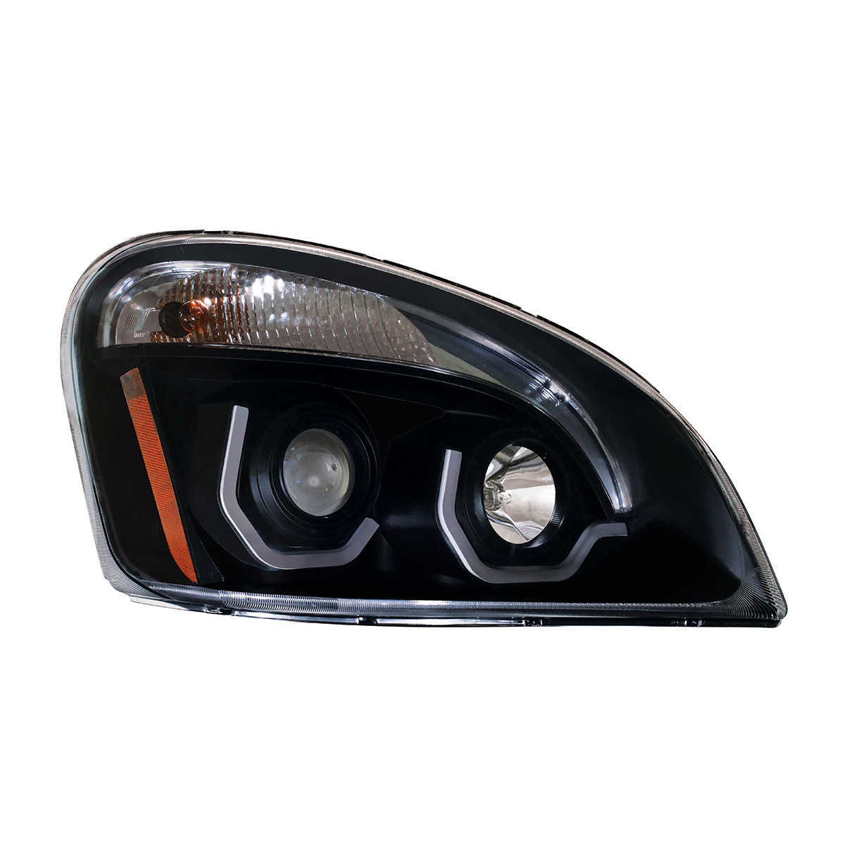 Blackout Projection Headlight With White LED Position Light For 2008-2017 Freightliner Cascadia - Driver and Passenger (2pcs)
