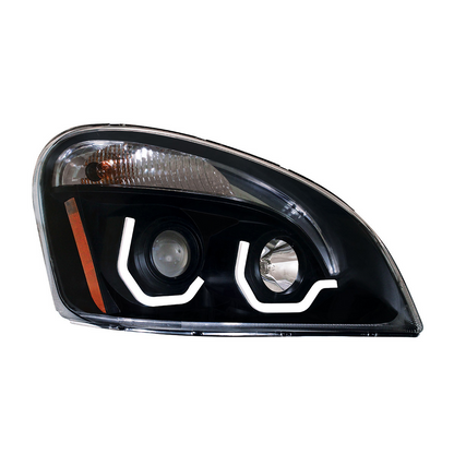Blackout Projection Headlight With White LED Position Light For 2008-2017 Freightliner Cascadia - Driver and Passenger (2pcs)