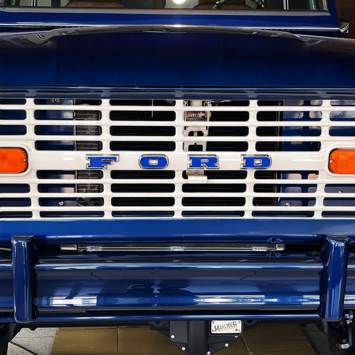 Chrome "Ford" Grille Letter Set For 1966-1977 Ford Bronco-Blue Lettering