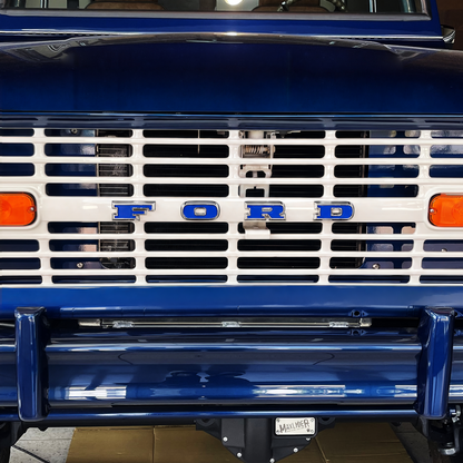 Chrome "Ford" Grille Letter Set For 1966-1977 Ford Bronco-Blue Lettering