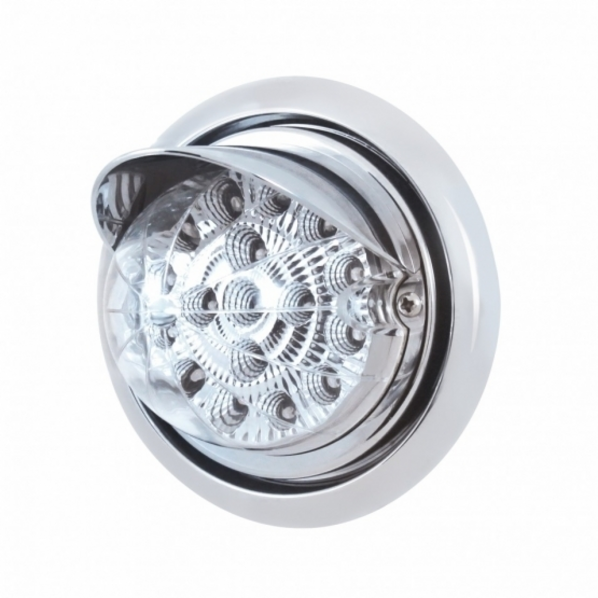 Front Bumper Light With 17 Amber LED Reflector Light & Visor For Freightliner Columbia - Clear Lens