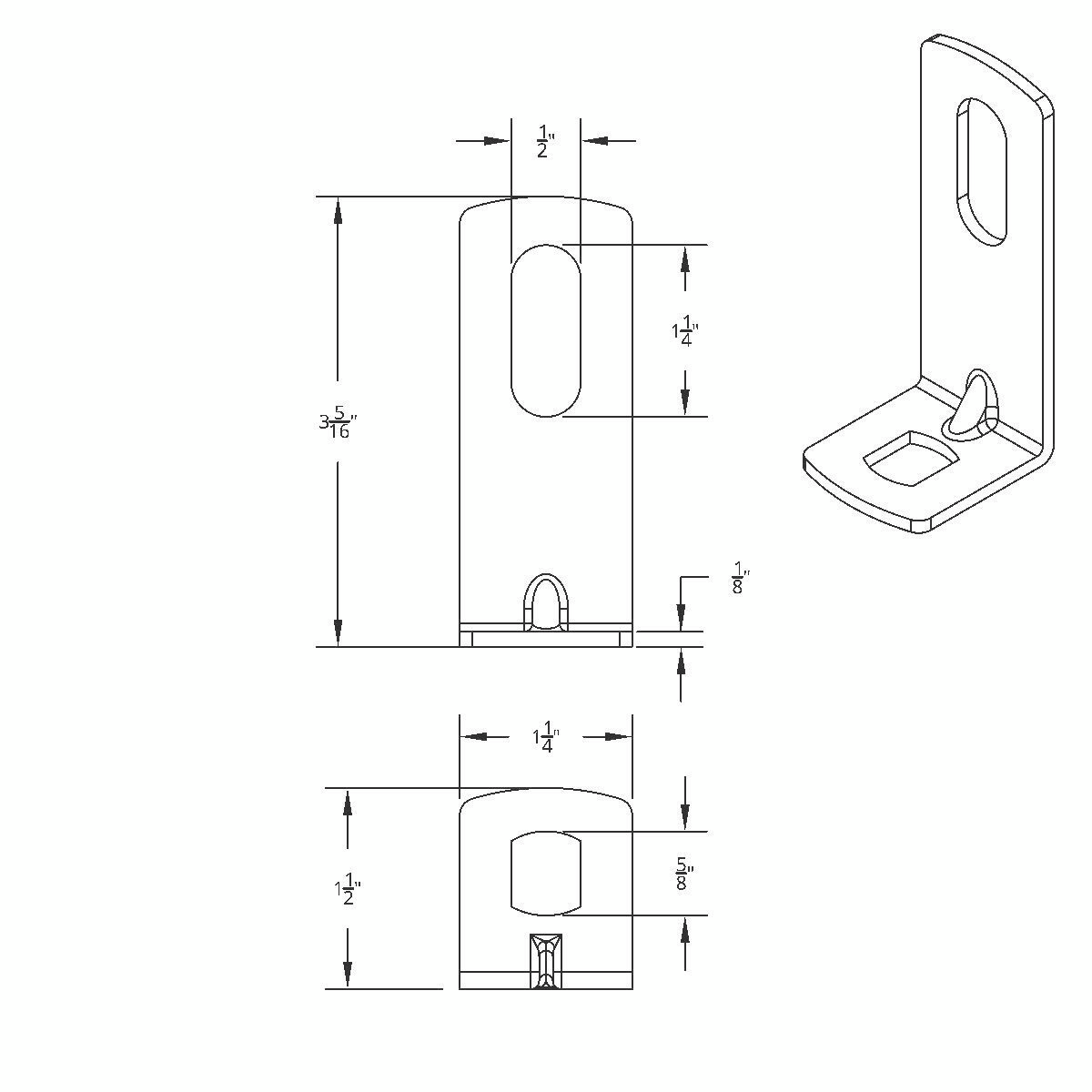 12-Gauge 304 Stainless Steel L-Shape Bracket - 3-5/16" X 1-1/4" X 1-1/2" (Card)