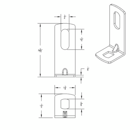 12-Gauge 304 Stainless Steel L-Shape Bracket - 3-5/16" X 1-1/4" X 1-1/2" (Card)