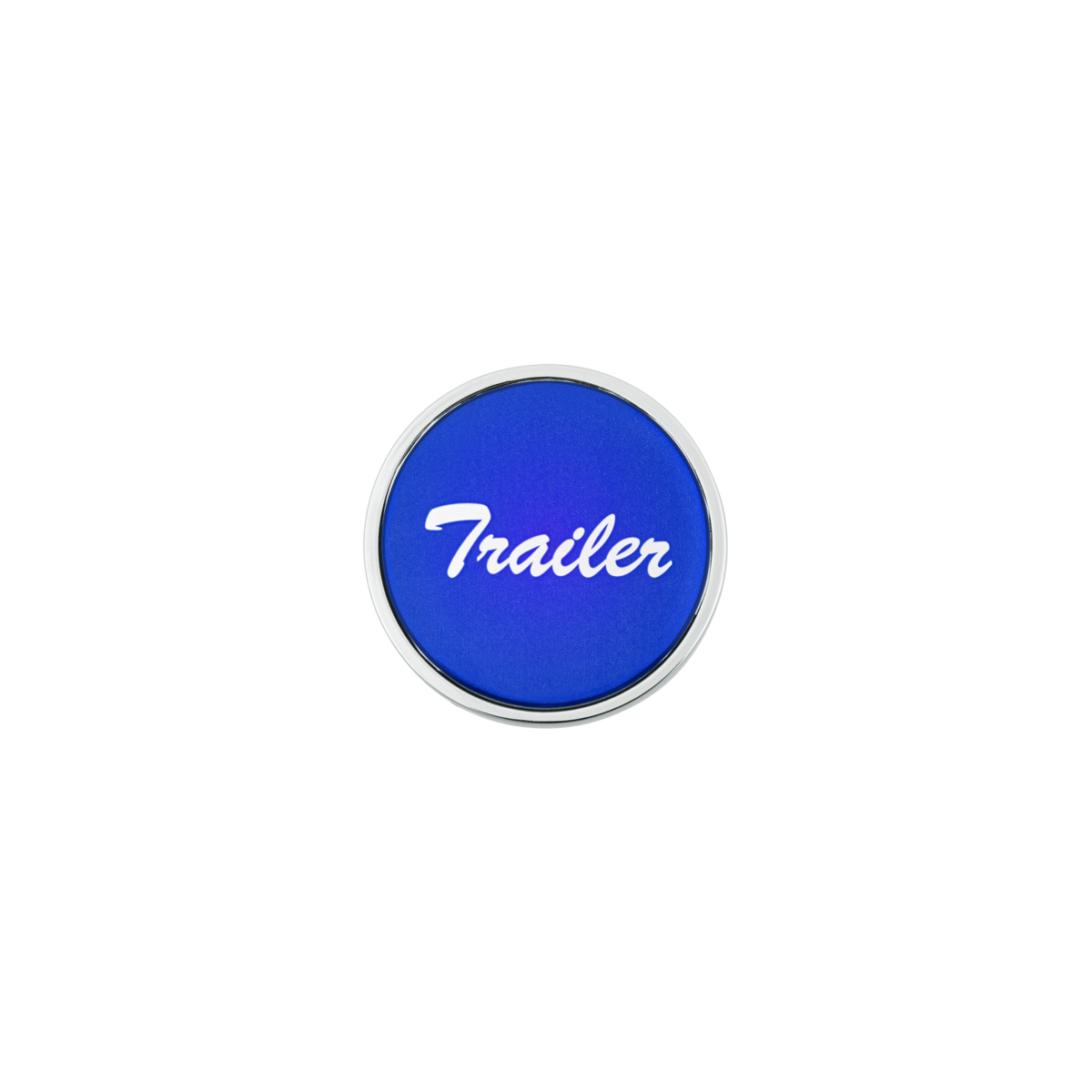 Aluminum Screw-On Air Valve Knob With Glossy Trailer Script Sticker - Blue Sticker