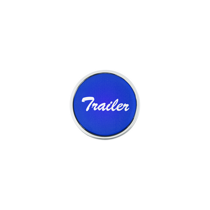 Aluminum Screw-On Air Valve Knob With Glossy Trailer Script Sticker - Blue Sticker