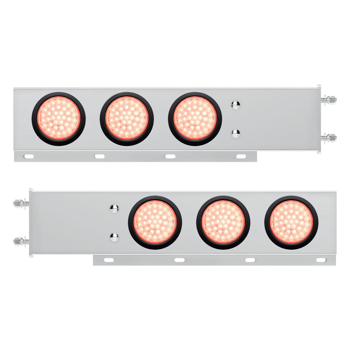 3-3/4" Bolt Pattern Deluxe SS Spring Loaded Bar W/6X 36 LED 4" Light -Red LED/Clear Lens (Pair)