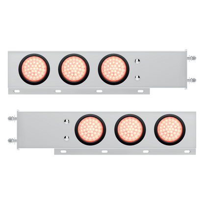 3-3/4" Bolt Pattern Deluxe SS Spring Loaded Bar W/6X 36 LED 4" Light -Red LED/Clear Lens (Pair)