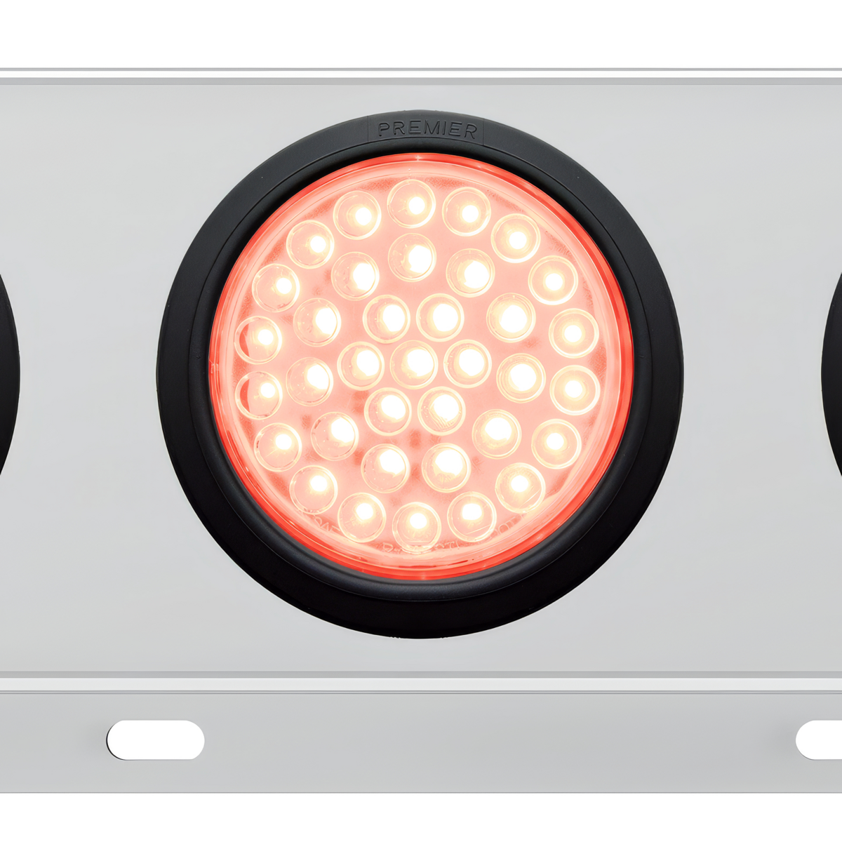 3-3/4" Bolt Pattern Deluxe SS Spring Loaded Bar W/6X 36 LED 4" Light -Red LED/Clear Lens (Pair)