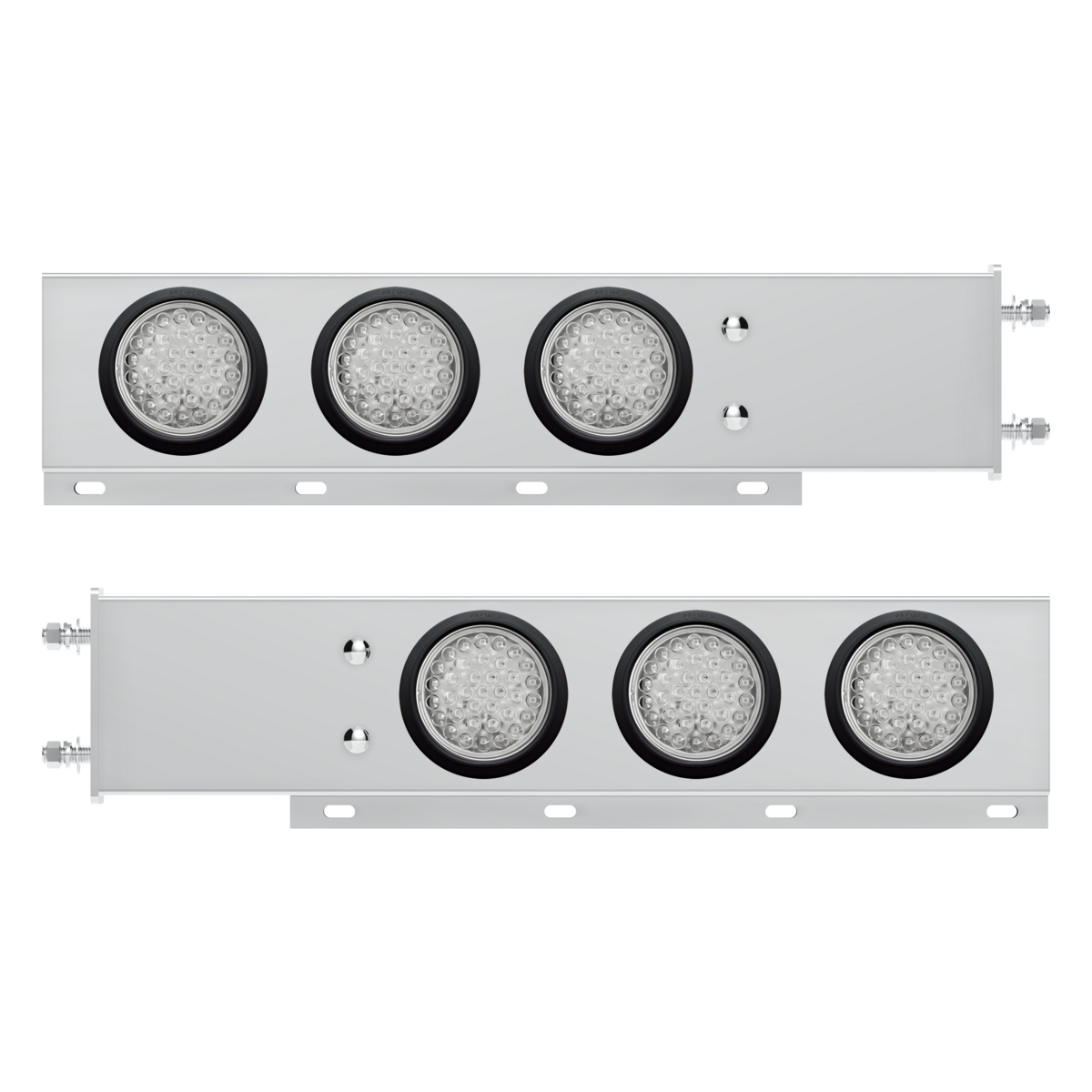 3-3/4" Bolt Pattern Deluxe SS Spring Loaded Bar W/6X 36 LED 4" Light -Red LED/Clear Lens (Pair)