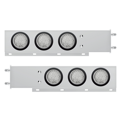 3-3/4" Bolt Pattern Deluxe SS Spring Loaded Bar W/6X 36 LED 4" Light -Red LED/Clear Lens (Pair)