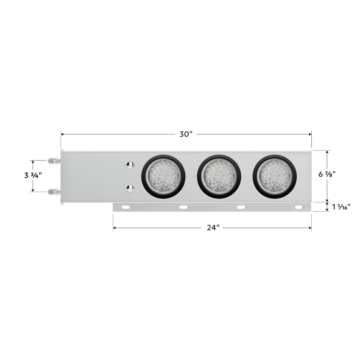 3-3/4" Bolt Pattern Deluxe SS Spring Loaded Bar W/6X 36 LED 4" Light -Red LED/Clear Lens (Pair)