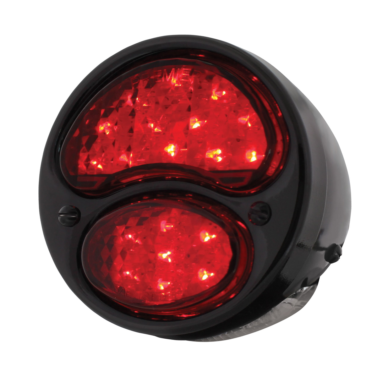 19 LED 12V Tail Light Assembly With 4 LED LP Light, Black Housing, & Rim For 1928-31 Ford Model A - L/H