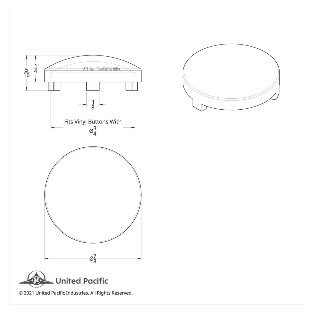 Chrome Plastic Covers For 3/4" Round Vinyl Button For Most Freightliner & International (Bulk)