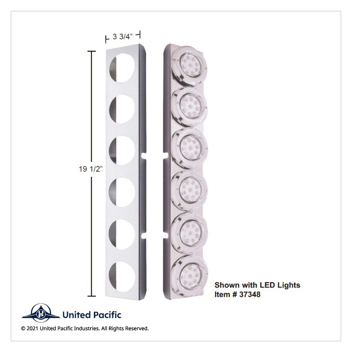 SS Rear Air Cleaner Bracket With 12X 9 LED 2" Reflector Lights For Peterbilt-Red LED & Lens