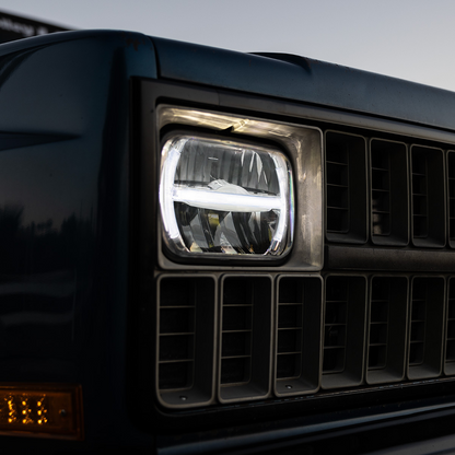 ULTRALIT - 7 LED 5" X 7" Rectangular Headlight With LED Light Bar