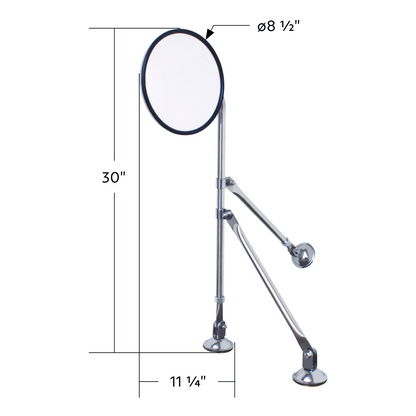 8-1/2" Convex Mirror With Stainless Tripod Fender Mirror Bracket