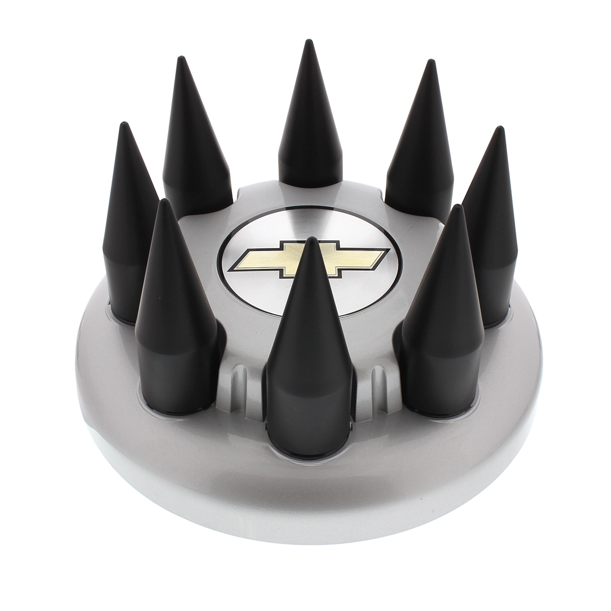 Matte Black Spike Hubcap Nut Cover For 2003-15 Chevy & GMC Full Size Truck (Bulk)