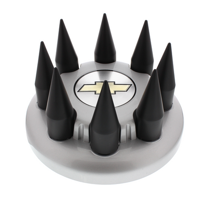 Matte Black Spike Hubcap Nut Cover For 2003-15 Chevy & GMC Full Size Truck (Bulk)