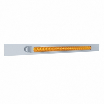 Chrome Top Mud Flap Plate With 23 SMD LED Light Bar & Bezel - Amber LED/Amber Lens (Each)
