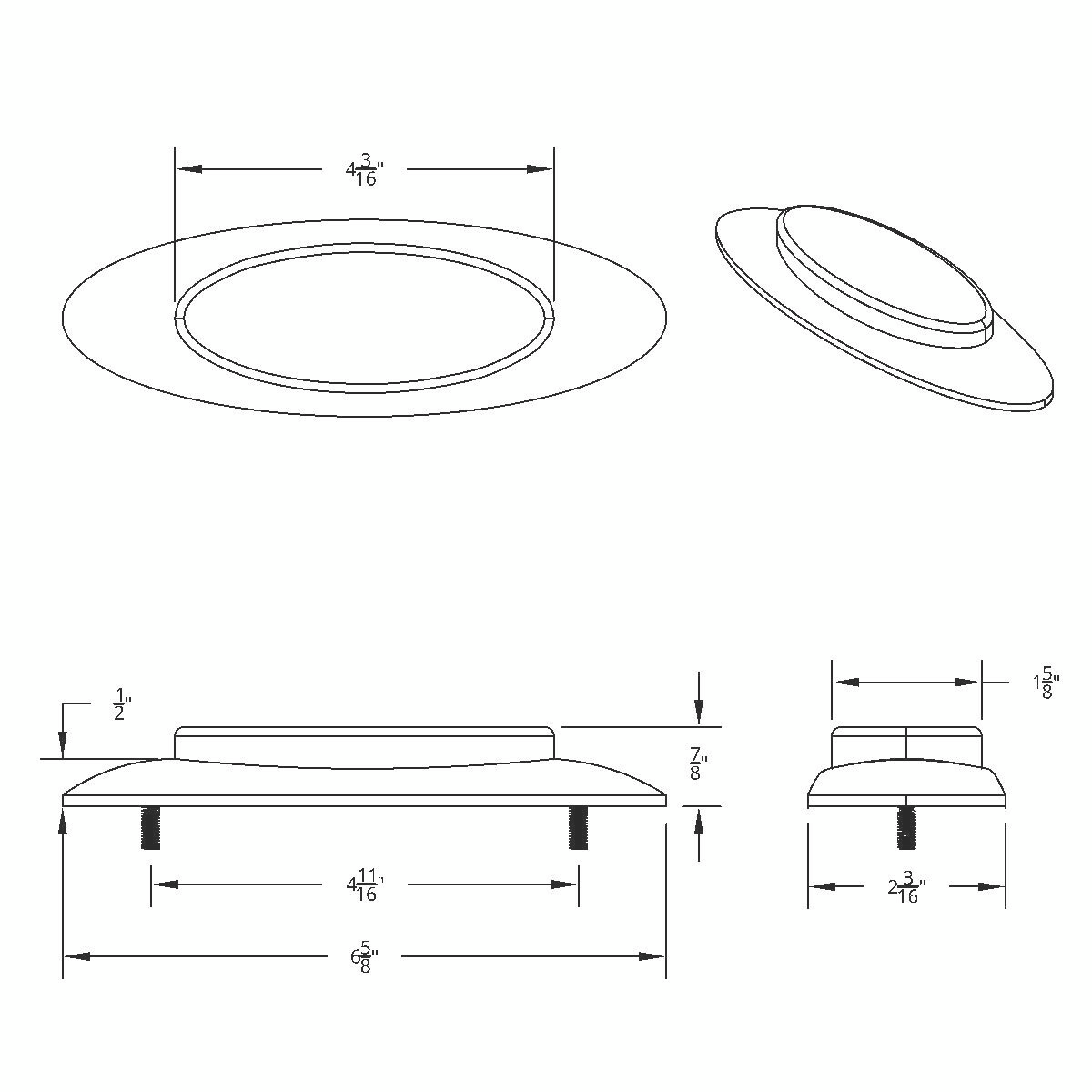 10 LED Oval Double Fury Light With Clear Lens & Chrome Bezel (Clearance/Marker) - Amber & White LED/Clear Lens