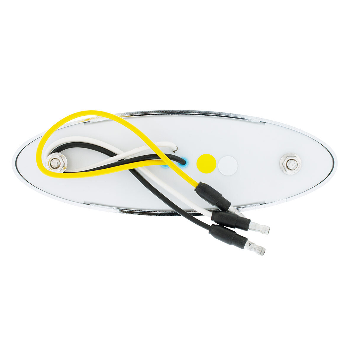10 LED Oval Double Fury Light With Clear Lens & Chrome Bezel (Clearance/Marker) - Amber & White LED/Clear Lens