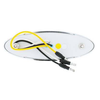 10 LED Oval Double Fury Light With Clear Lens & Chrome Bezel (Clearance/Marker) - Amber & White LED/Clear Lens