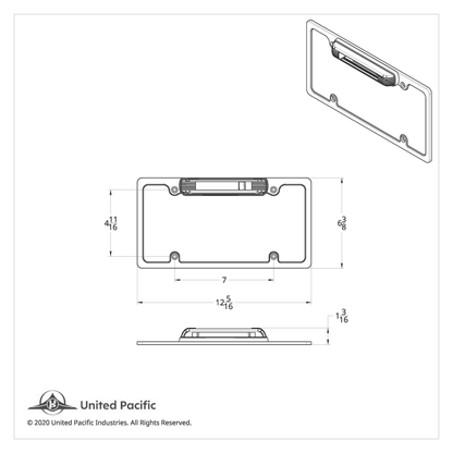 Chrome License Plate Frame With Third Brake Light -Red LED & Lens