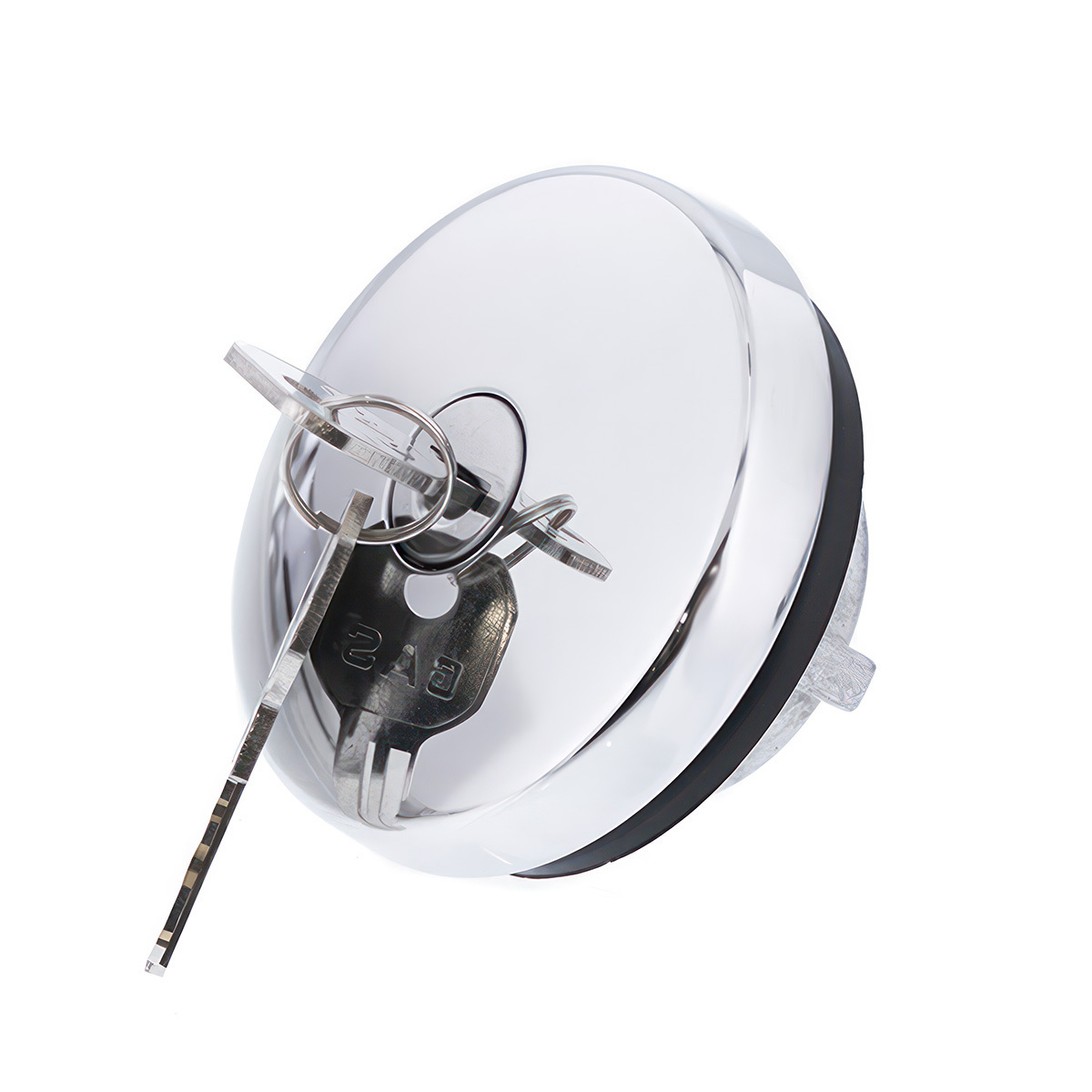 Chrome Vented Locking Gas Cap With Two Keys For Various 1947-71 Chevy & Ford Vehicles