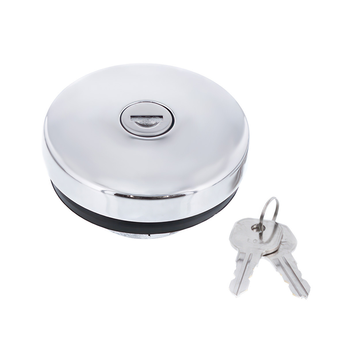 Chrome Vented Locking Gas Cap With Two Keys For Various 1947-71 Chevy & Ford Vehicles