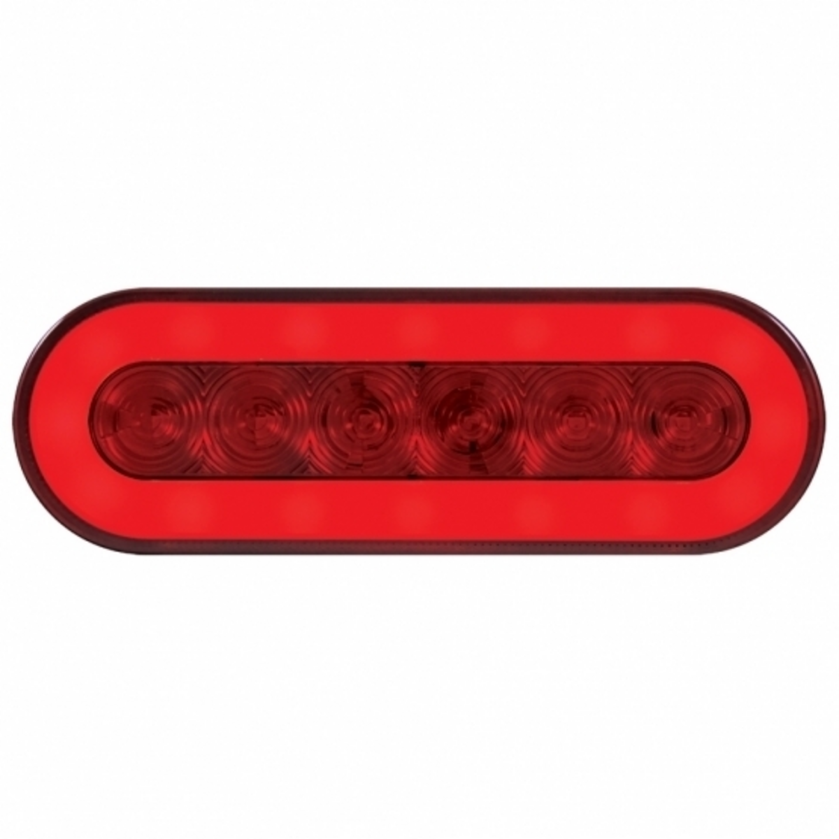 Stainless Top Mud Flap Bracket With 3X 22 LED 6" Oval GloLight & Grommets - Red LED/Red Lens (Each)
