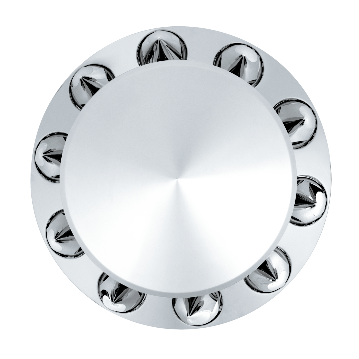 Pointed Rear Axle Cover With 33mm x 4-3/4" Super Spike Push-On Nut Covers - Chrome