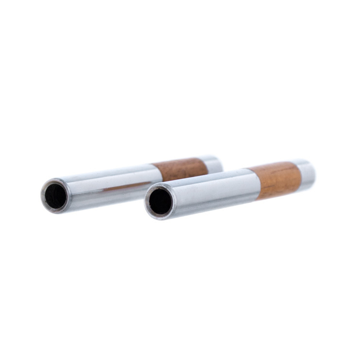 Chrome/Walnut Tube Door Lock Knobs (2Pc/Set)