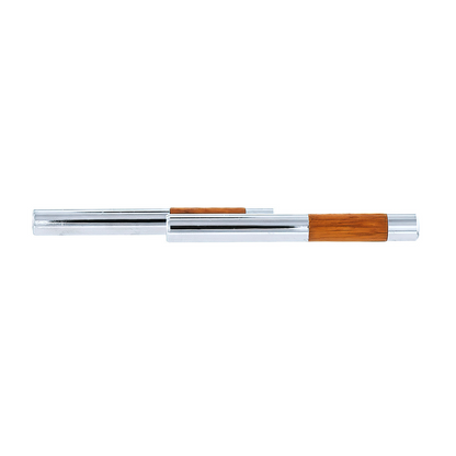 Chrome/Walnut Tube Door Lock Knobs (2Pc/Set)