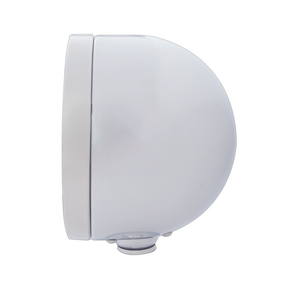 Stainless Steel Bullet Half Moon Headlight H4 With 10 Amber LED & Signal - Clear Lens