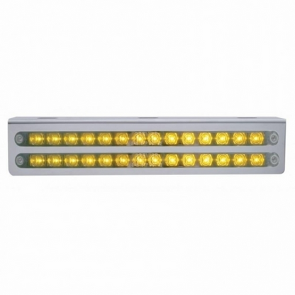 12-3/4" Stainless Light Bracket With 2X 14 LED 12" Light Bars - Amber LED/Chrome Lens