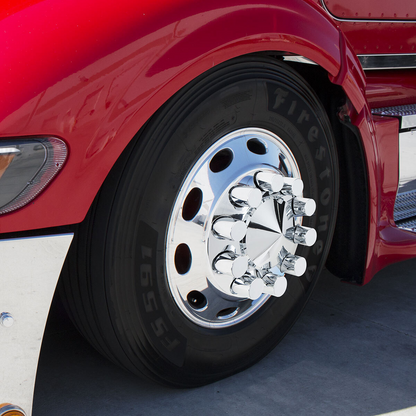 Pointed Axle Cover Combo Kit With 33mm Cylinder Thread-On Nut Covers - Chrome
