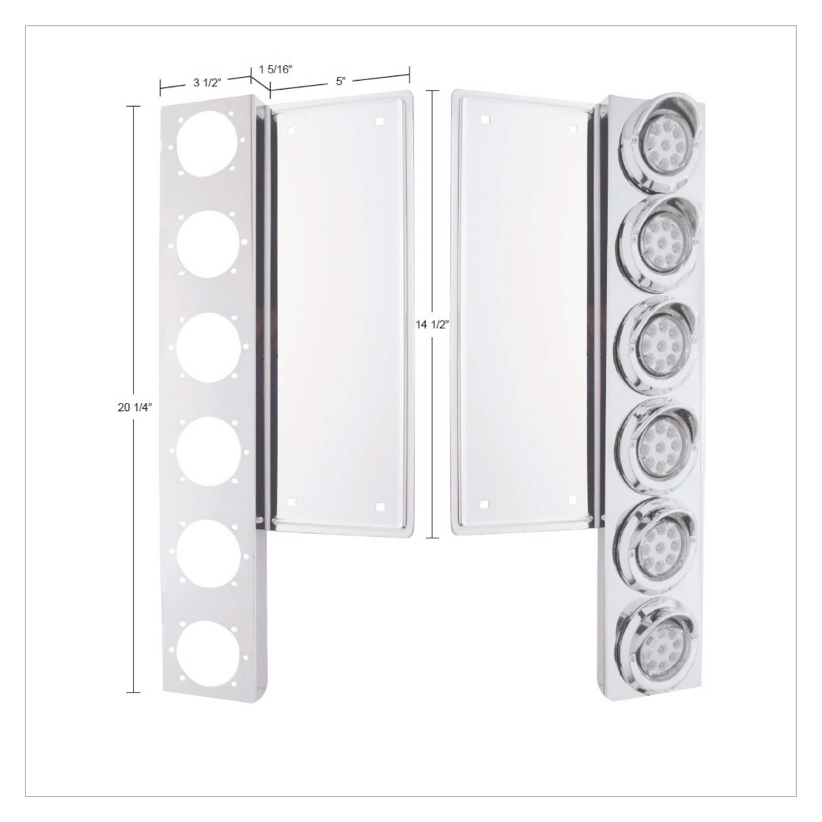 FL SS Front Air Cleaner Bracket With 12X 11 LED Watermelon Lights & Bezels -Amber LED & Lens