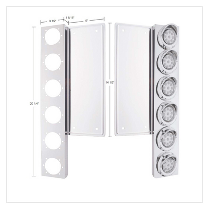 FL SS Front Air Cleaner Bracket With 12X 11 LED Watermelon Lights & Bezels -Amber LED & Lens